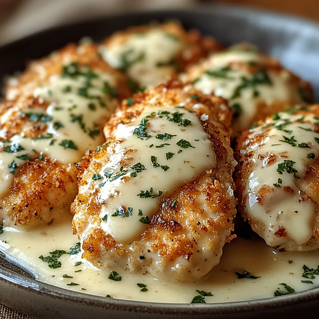 A plate of chicken with sauce on it.